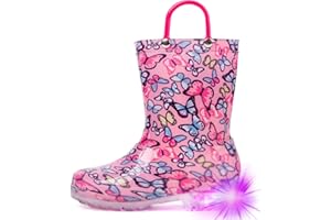 HugRain Light Up Rain Boots for Little Kids