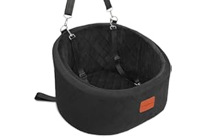 Lealchum Dog Car Seat for Small Dogs Up to 30 Lbs,Ultra Soft Fabric Fill in Comfy Memory Foam,Happy Pet Ride,2 Safety Dog Leashes,Fully Detachable and Washable,Anti Slip Base(Black)
