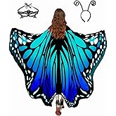 Sunlisky Halloween Costumes Woman 2025-Butterfly Costume Wings Cape with Lace Mask and Headband for Women Adult