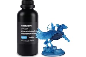 Aceaddity Water Washable Pro Resin - Low Shrinkage 3D Printer Resin, 405nm UV-Curing Water-Washable Photopolymer Printing Resin, High Precision & Easy to Clean (Clear Blue, 1kg)