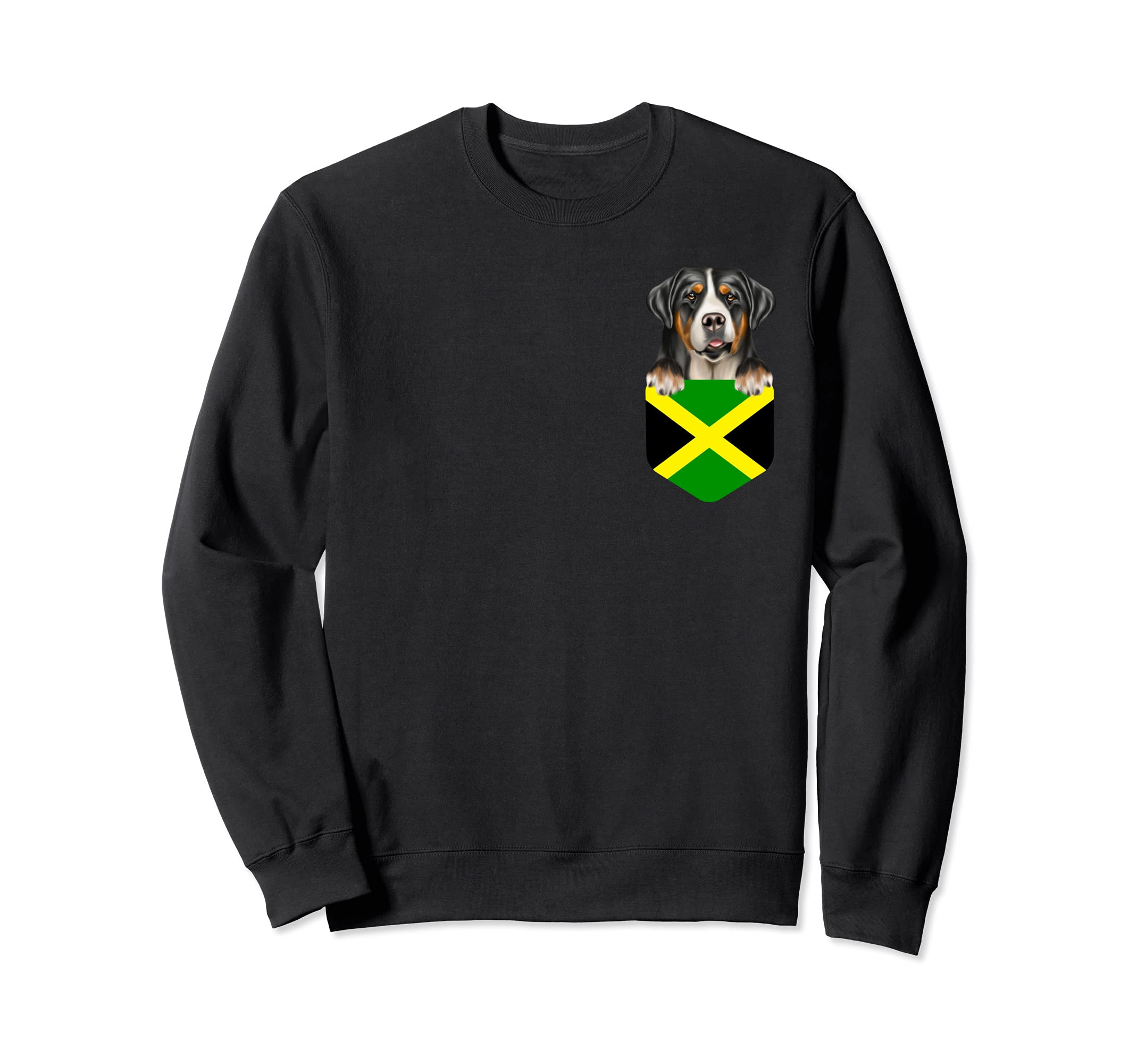 Jamaica Flag Greater Swiss Mountain Dog Dog In Pocket Sweatshirt