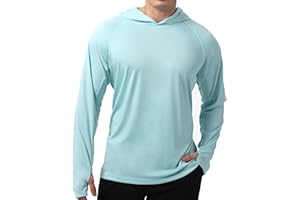 WELIGU Men's UPF 50+ Sun Protection Hoodie Shirt Long Sleeve SPF Fishing Outdoor UV Hiking Lightweight Shirts
