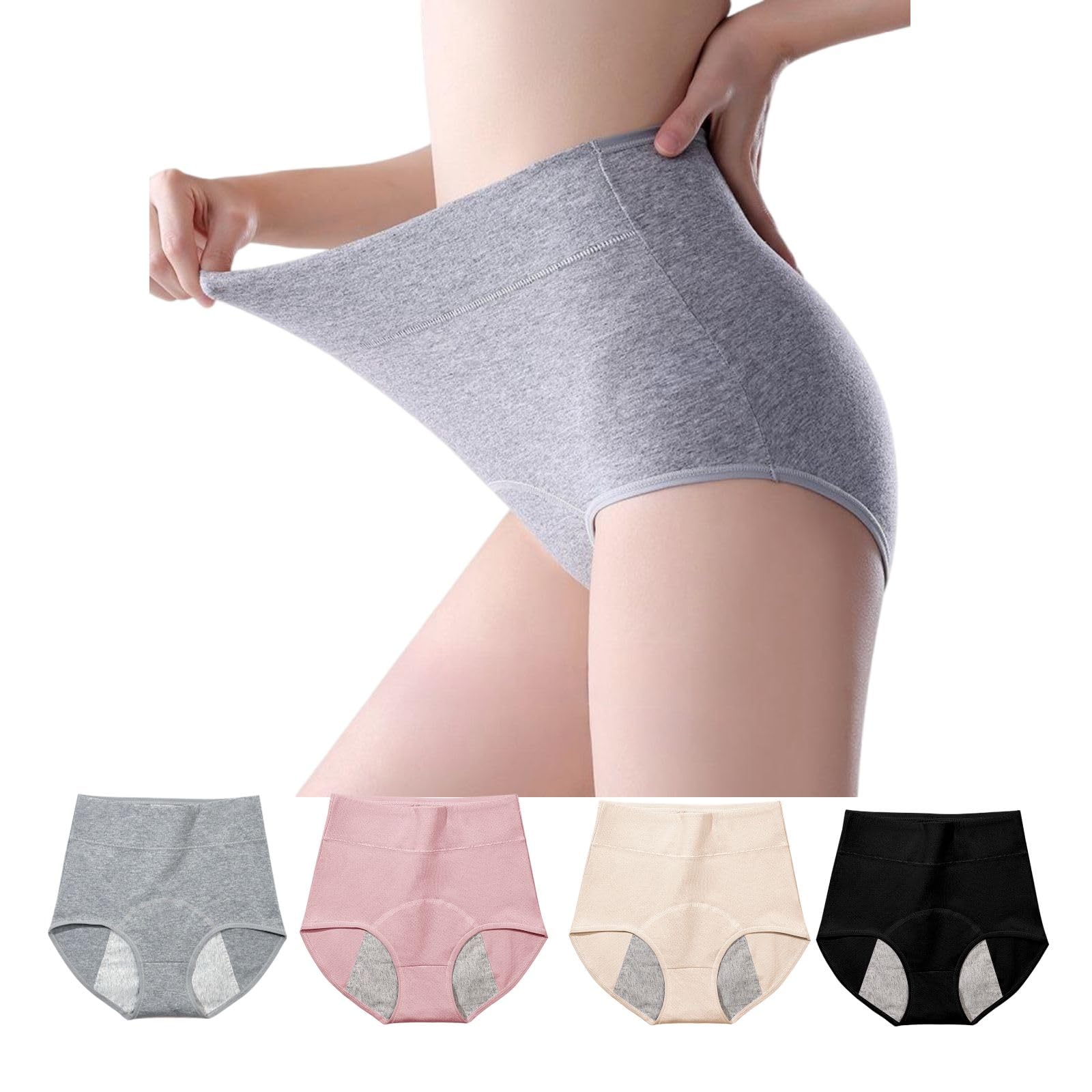 Photo 1 of Women's Washable Incontinence Underwear 4 Pack, Leakproof Ladies Panties High Waist, Incontinence Protective Briefs for Minor Bladder Leak(M)