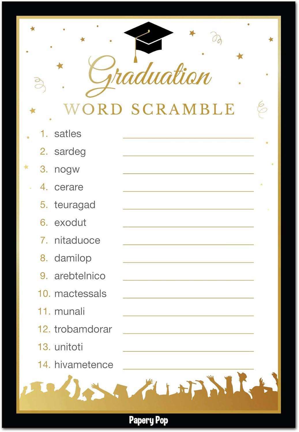 2019 Graduation Party Word Scramble Game Cards 50 Pack Graduation Party Games Ideas Activities Supplies Grad