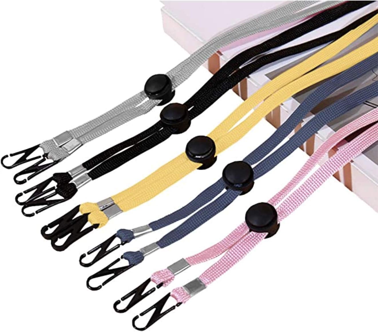 24, Black Elastic Fabric Face Cover Lanyard Adjustable AntiSlip Strap