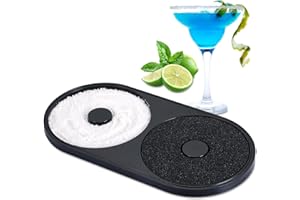 MYFULLY Margarita Salt and Sugar Rimmer with Sponge, Single-Layer Dual-Compartment Bar Glass Rimmer for Cocktails, Drink Rimm