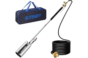 Gutenguy Portable Propane Torch Burner Weed Torch with Storage Bag, High Output 1,280,000 BTU Blow Torch with 10FT Hose, Heavy Duty Flame Weeder with Igniter for Garden Wood Roofing Snow Road Charcoal
