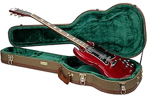 Crossrock Master Series SG Electric Guitar Case | Olive Green Tweed Exterior, Re-Engineered Wooden Shell, Leather Handle(CRW720SGOG)