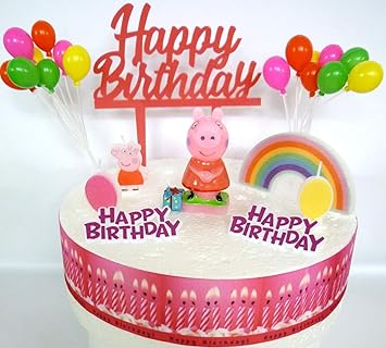 Osk Peppa Pig Juego De Decoracion Para Tartas De Cumpleanos Amazon Es Juguetes Y Juegos
