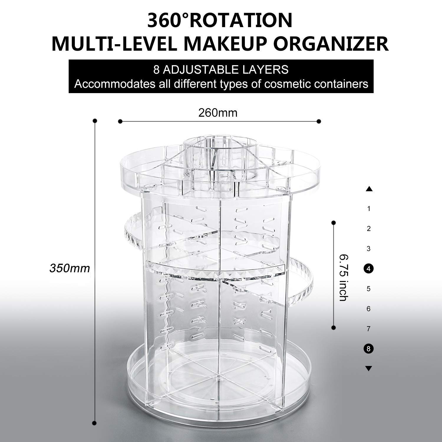 CECOLIC Organizador Maquillaje de 360 Grados, Almacenaje Cosmetica Almacenamiento Cosmético Estuche de Organizador Cajón de la Caja, Se Adapta a Las cremas, Pinceles, Barras de Labios