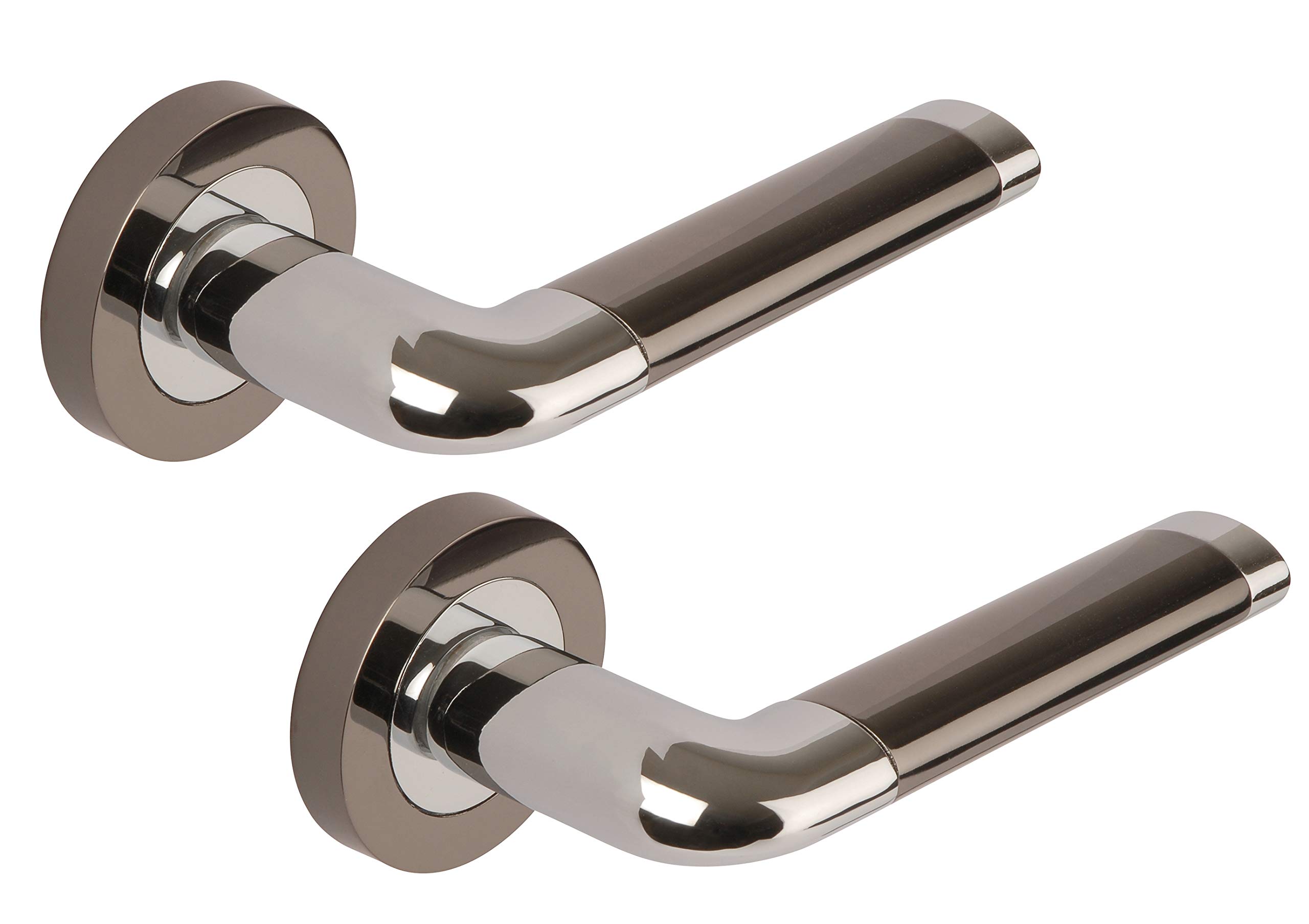 Excel DH3570 Argo Passage Door Handles on Round Rose, Polished Chrome/Black Nickel