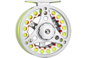 ANGLER DREAM (1/2WT 3/4WT 5/6WT 7/8WT) Fly Reel with Line Combo Aluminum Alloy Large Arbor Fly Fishing Reels Weight Forward Fly Line with Braided Backing Taper Leader Pre-Tied