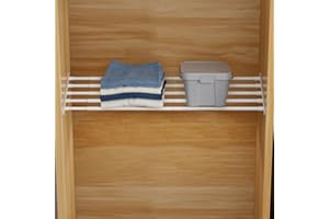 FIRJOY Expandable Wall-Mounted Closet Shelf Organizer, Adjustable Storage Rack, Heavy Duty (White, 31.5" - 42")