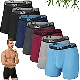 EKQ Mens Underwear Breathable Boxer Briefs 7 Pack Bamboo Rayon Boxers for Men Soft Stretchy Men's Underwear with Fly