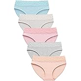 Wealurre Cotton Panties for Women Bikini Underwear Hipster Underpants Lace Briefs Pack