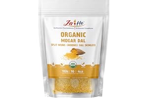 Jai Ho Certified Organic Mogar Dal 4 lb | Split Mung (Moong) Dal Skinless | USDA Organic | Non-GMO | Chemical-Free | Premium Quality Kosher (4 Pound, Moong Mogar Dal (W/O Skin))
