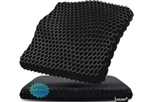 Gel Seat Cushion for Long Sitting Pressure Relief (Extra Large & Thick) - Non-Slip Gel Chair Cushion for Back,Sciatica,Tailbo