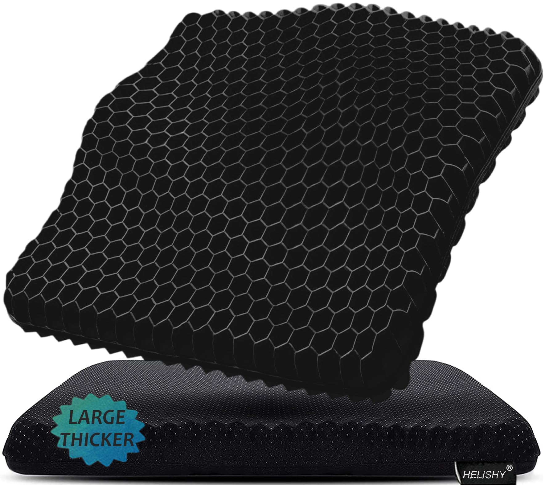 Photo 1 of Gel Seat Cushion for Long Sitting Pressure Relief (Extra Large & Thick) - Non-Slip Gel Chair Cushion for Back,Sciatica,Tailbone Pain Relief - Seat Cushion for Office Desk Chair,Car Seat,Wheelchair