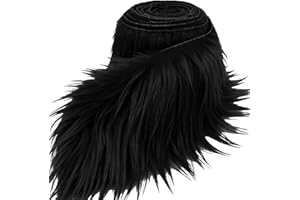 ADLBBKIY Black 2x60Inch Faux Fur Shaggy Plush Faux Fur, Fabric Precut Strips Fluffy Fuzzy Faux Fur, Craft Beard Hair, Beard Miniature Dolls Rugs Mats Gift, Winter Halloween Christmas Costume Party Decor