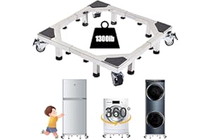 Bethshaya All-Stainless Steel Washing Machine Stand Base, Adjustable Mobile Base for Washer, Dryer, Refrigerator,with Locking Rotating Double Wheels - Ideal for Home, Dorm & Heavy Dut(Stainless steel)