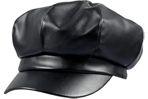 SUNTRADE Women Newsboy Hats,8 Panel Ivy Beret PU Leather Cabbie Cap