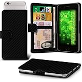 Fone-Case (Carbon Fibre) Wileyfox Spark X Case Clamp Style Wallet Protective PU Leather Cover