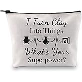 G2TUP Ceramic Artist Gift I Turn Clay Into Things Makeup Bag Potter Pottery Art Cosmetic Bag Pot Making Lover Gift Pottery Artist Zipper Travel Bag (I Turn Clay Into White Bag)