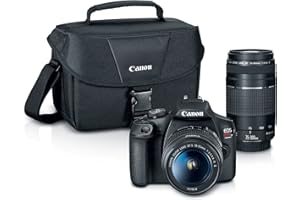 Canon EOS Rebel T7 DSLR Camera|2 Lens Kit with EF18-55mm + EF 75-300mm Lens, Black