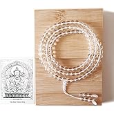 Authentic Tibetan Natural Crystal Mala Beads 108, Buddhist Prayer Beads Sphatik Mala, Clear Quartz Gemstone Bracelets, Meditation Chakra Necklace for Women and Men