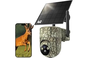 TKENPRO 4G LTE Cellular Trail Cameras, 360° View 2K Live Streaming Game Camera Built-in SIM Card with PIR Motion Activated, Color Night Vision, Remote Phone Access, Solar Security Camera IP65