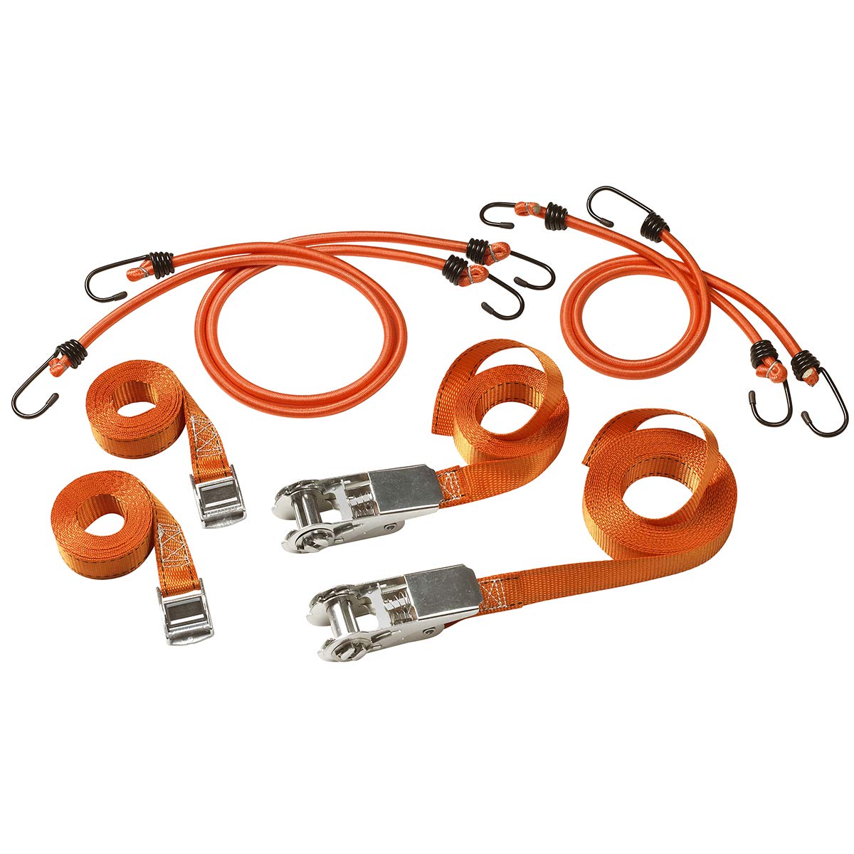 Master Lock FastLink Pack of Bungees and Straps, Orange, 8 pcs, Alloy Steel, Ideal for House Moving