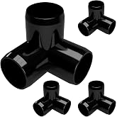 FORMUFIT 1-1/4" 3-Way Elbow, Furniture Grade PVC, Black, 4-Pack | Made in USA | Furniture Grade PVC | UV-Resistant | Impact-Proof | Fits 1.660" Actual Socket Diameter