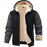 Gihuo Mens Sherpa Hoodies Zip Up Fleece Lined Sweatshirt Hooded Winter Warm Jacket