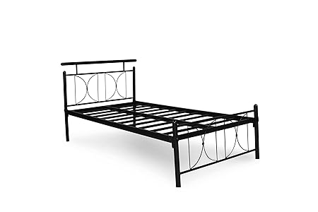 FurnitureKraft Perth Metal Single Bed,Black