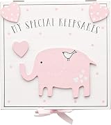 ukgiftstoreonline Baby Girl Memories Keepsake Box Vintage Pink Wood view 2