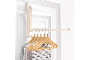 Drying Rack Clothes Foldable, Home Organization, 7.08 to 12.98 Inch Adjustable Clothes Drying Rack, Over Door Hanger Laundry 