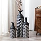 Sziqiqi Black Large Floor Vases: 27/20/16in Tall Metal Floor Vase Set of 3 Giant Floor Standing Vintage Big Vase for Living Room Oversized Floor Vases for Fireplace Hallway Corner Office