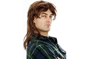 ALLAURA - Joe Dirt Wig Brown Mullet Wigs for Men 80s Costumes Mens Mullet Wig - Brown Merica Joe Dirt Mullet Costume
