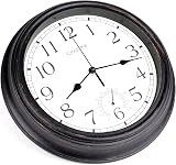 Crosstime 40cm Large Outdoor Clock with Thermometer Bronze Waterproof view 8
