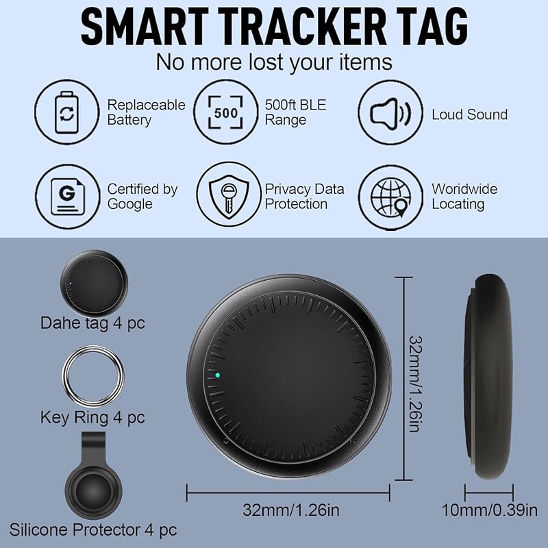Air Tracker Android,4 Pezzi Smart tag Android Funziona con Google Dov'è App