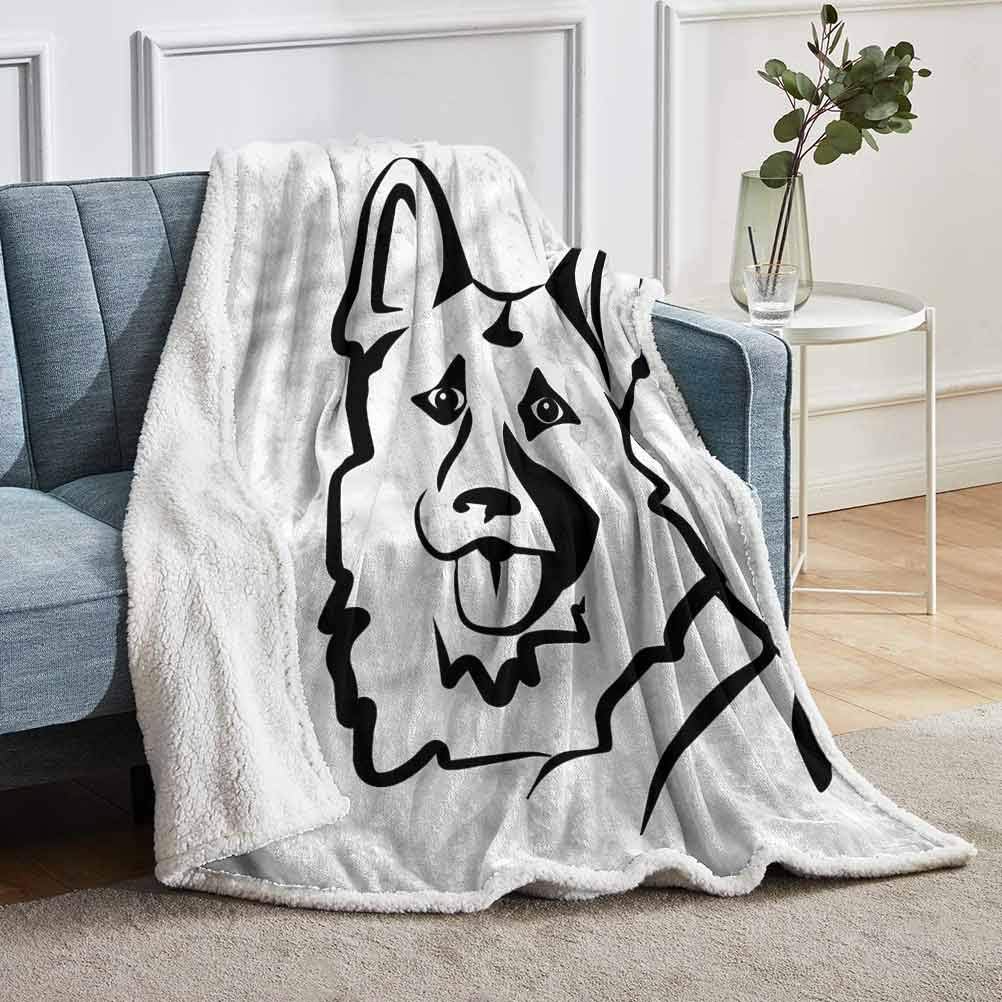 YUAZHOQI German Shepherd Sherpa Fleece Throw Blanket Doodle Art