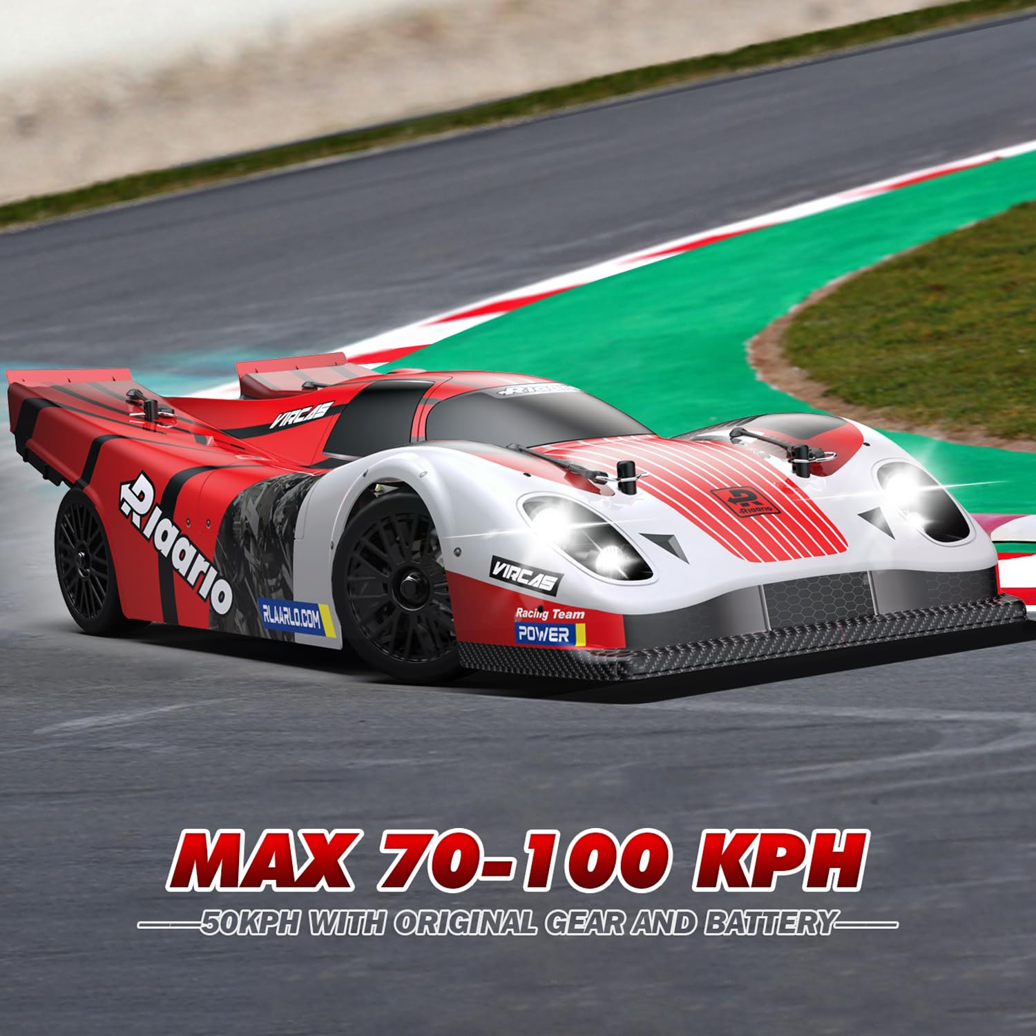 AMORIL 1/10 AK-917 Fast RC Cars for Adults, Top Speed 60 KM/H On-Road RTR Supercar with 80A Brushed ESC,550 13T Motor and 1 * 3300 mah Battery, Red