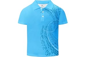 DEKOMERE Boys Printed Polo Shirt Short Sleeve Stylish Moisture Wicking UPF 30+ Performance Golf Shirts 7-16 Years