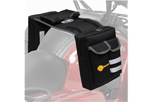 Jarocye ATV Saddle Bag with Map Pouch & Cooler, Water-Resistant Hunting Tank Pack for All-Terrain Vehicles, Compatible with Most ATVs, Snowmobiles, Motorcycles & Bicycles (Black)