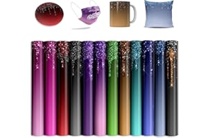 LUCKY GODDNESS Glitter Transfer Sheets for Sublimation Blanks Mug Tumbler T-Shirt Tote Bag,12 Sheets 12x12inch