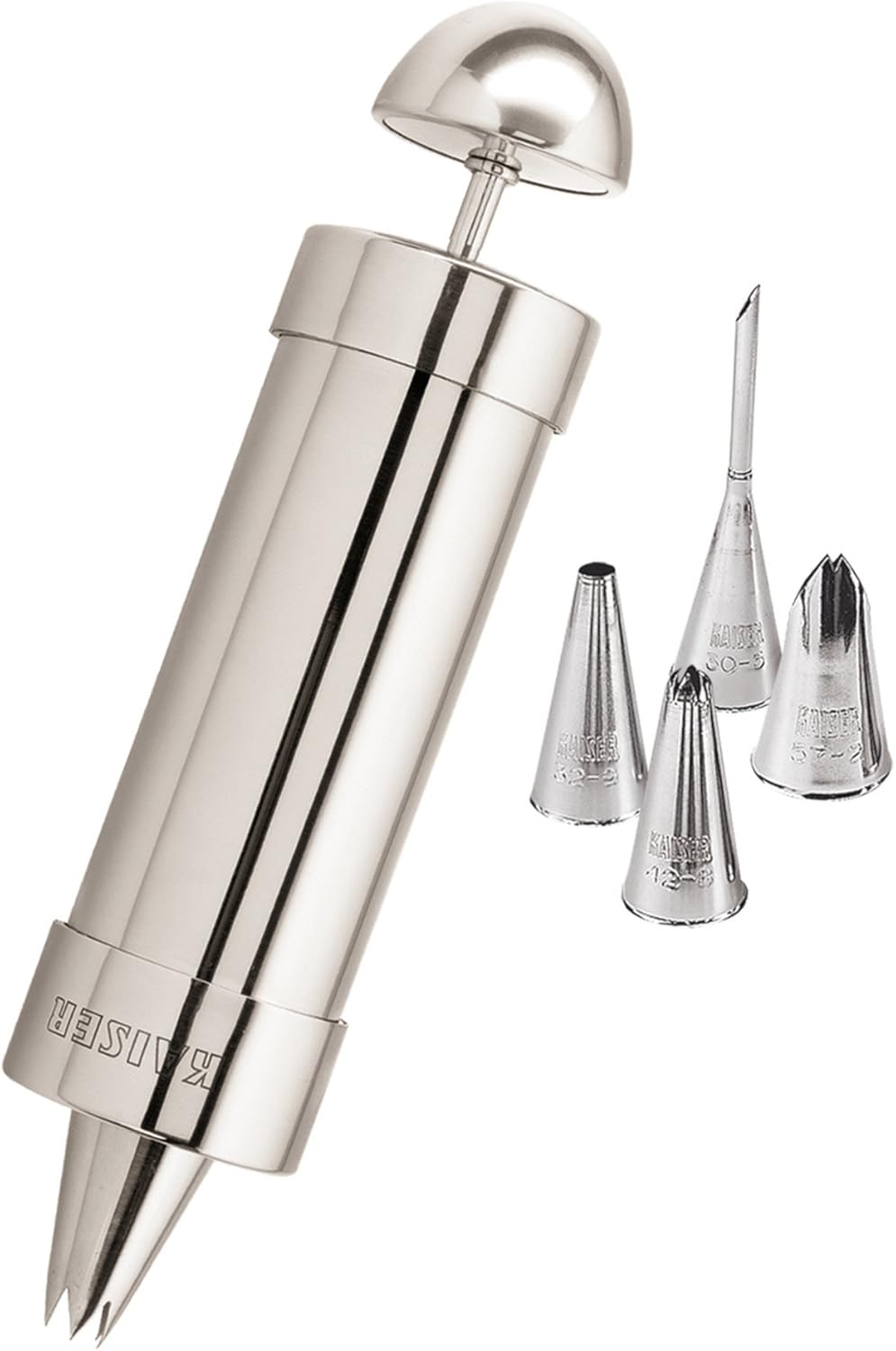 Kaiser La Forme Plus Garnier-/ Cremespritze Set 6-teilig, Spritze mit 5 verschiedene Edelstahl-Tüllen, spülmaschinengeeignet