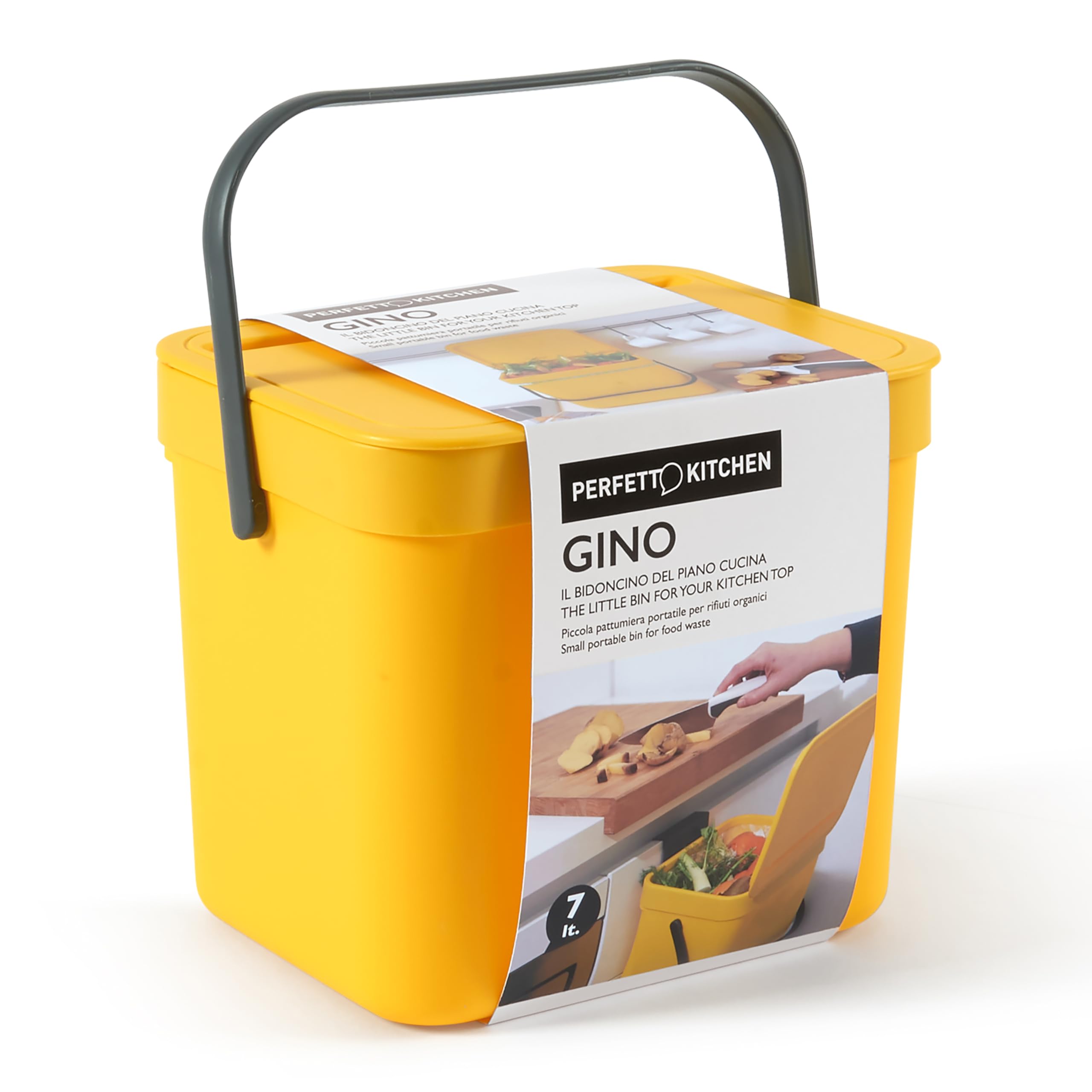 Perfetto Koll. GINO Moist Bin/Organic Waste Hanging Bin 7 Litres Yellow