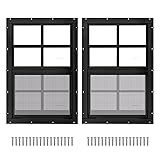 2 Pack 12" x 18" Black Shed Window with Tempered