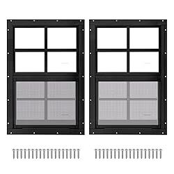 2 Pack 12" x 18" Black Shed Window with Tempered