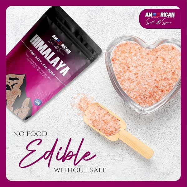 AMERICAN SALT & SPICE HIMALAYA PINK SALT – TABLE SALT 1.76LB – 100% NATURAL HIMALAYAN- CONTAINS 84 MINERALS – FOR COOKING AND ALSO SUITABLE FOR BODY BATH SCRUBS